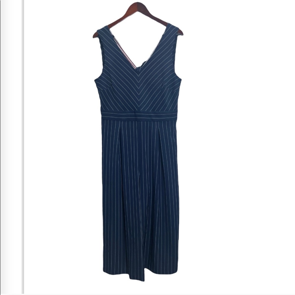 1901 Navy & White Stripe Wide Leg Jumpsuit size 14